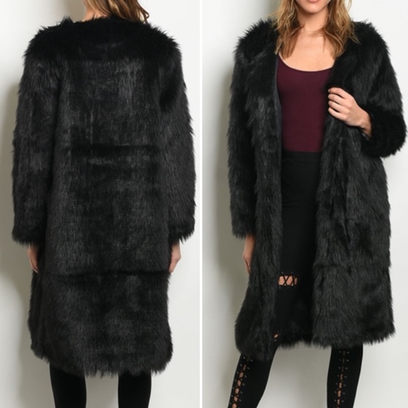 Trend Setter Diva Boutique Item Jackets & Blazers - LAST 1 XS! !  BLACK FAUX FUR LONG COAT!